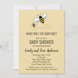Sweet Cute buzzing Bee Gender Reveal Invitation