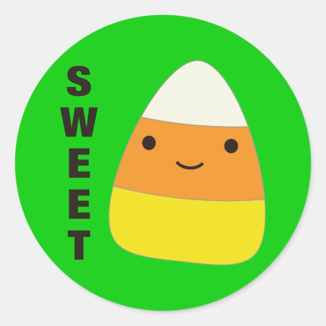 Sweet Cute Candy Corn Classic Round Sticker (Front)