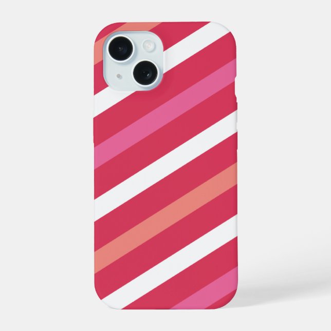 Sweet Cute Candy Stripes Pattern Valentine's Day iPhone 15 Case (Back)