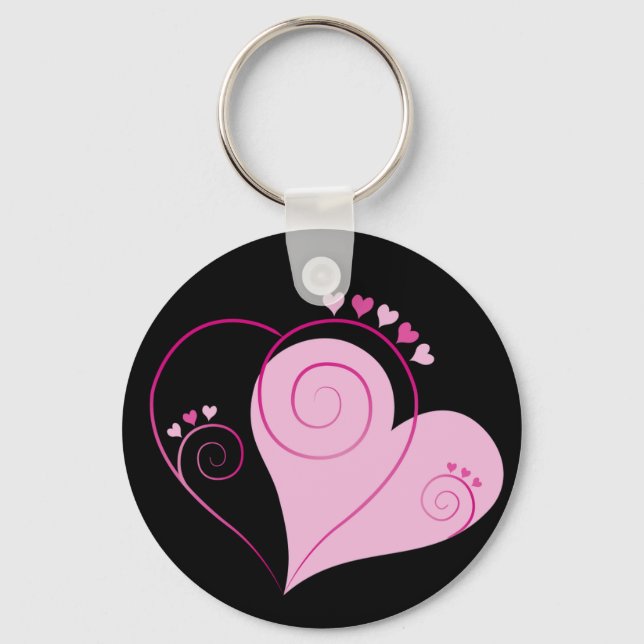 Sweet Cute Happy Valentine Love Hearts Soft Pink Keychain (Front)