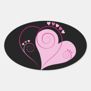 Sweet Cute Happy Valentine Love Hearts Soft Pink Oval Sticker