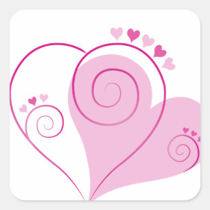 Sweet Cute Happy Valentine Love Hearts Soft Pink Square Sticker