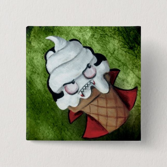 Sweet Cute Vampire Ice Cream 2 Inch Square Button (Front)