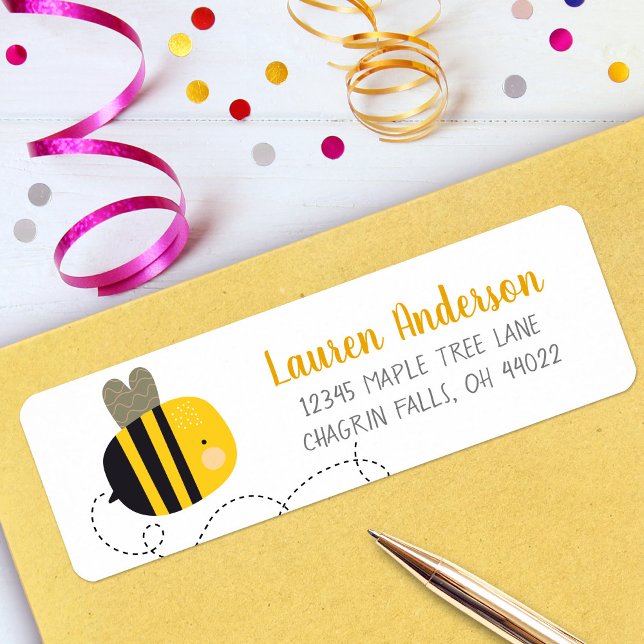 Sweet Cute Yellow Bee Kawaii Baby Shower Address (Creator Uploaded)