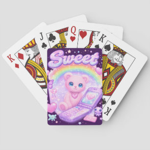 Sweet Cyber-Pop Vibes and Pastel Dreams Playing Cards