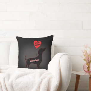 Sweet Dachshund: Heart Balloon Throw Pillow