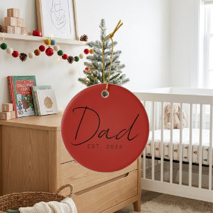 Sweet Dad EST Year Holiday Keepsake Script Design Ceramic Ornament
