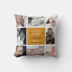 "Sweet 'Daddy & Me' 1st Father's Day Photo Collage Throw Pillow