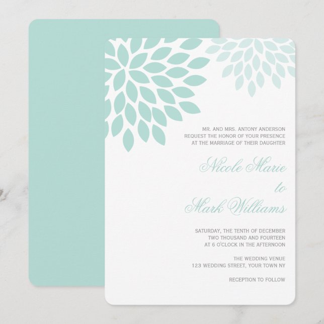 Sweet Dahlias Wedding Invitation (Front/Back)