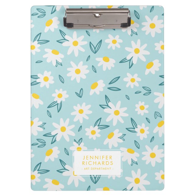 Sweet Daisies Pattern Personalized Clipboard (Front)