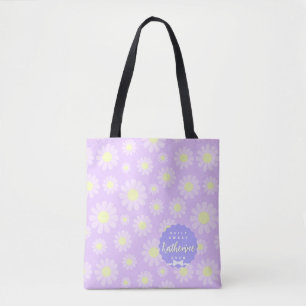 Sweet Daisy Baby Pastel Beige Purple Pink Tote Bag
