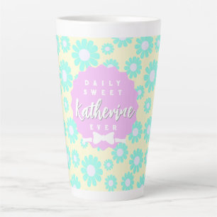 Sweet Daisy Baby Pastel Green Blue Pink Latte Mug