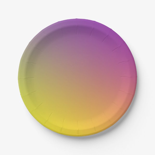 SWEET DAISY Blue + Purple Gradient Paper Plates (Front)