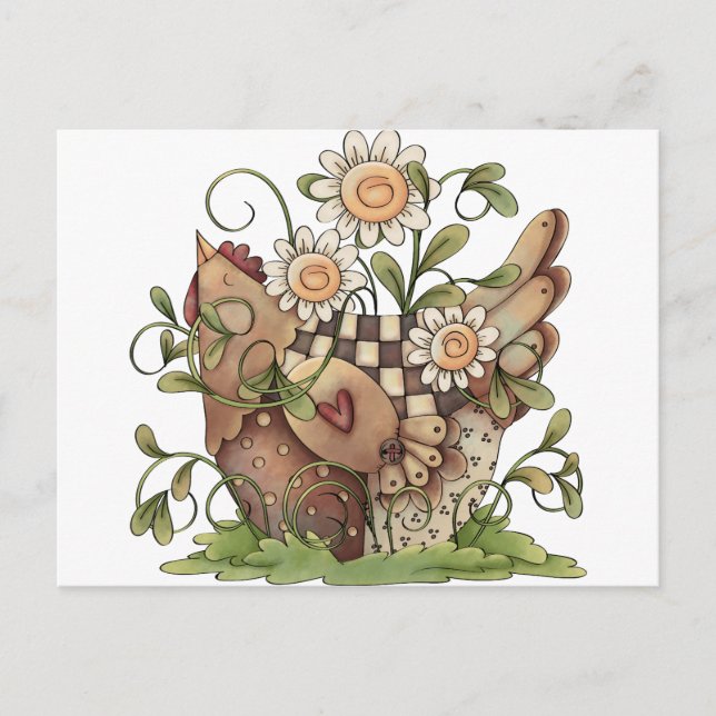 Sweet Daisy Hen Postcard (Front)