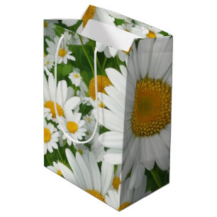 Sweet daisy pattern white floral greenery medium gift bag