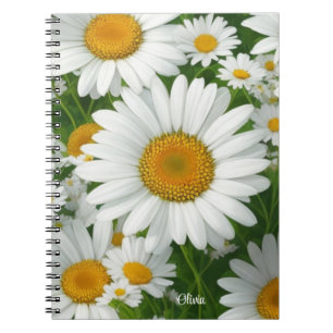 Sweet daisy pattern white floral greenery notebook