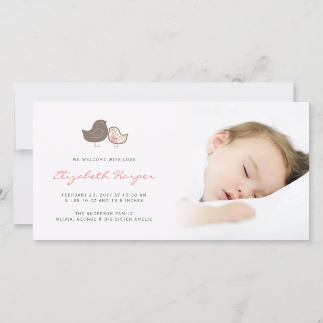 Sweet Damask Chicks Baby Girl Faire-part de naissa (Devant)