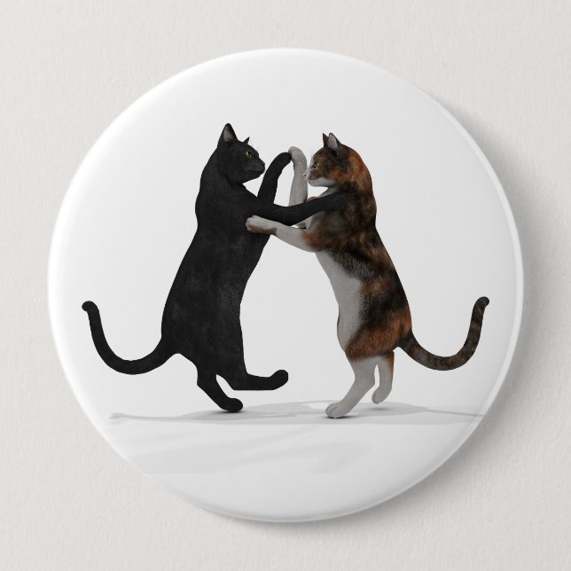 Sweet Dancing Cats 4 Inch Round Button (Front)