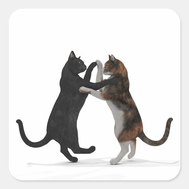 Sweet Dancing Cats Square Sticker (Front)