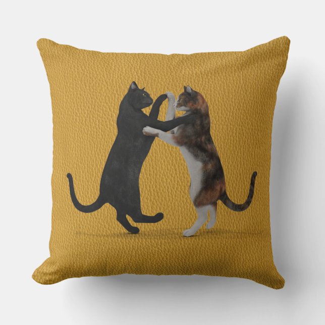 Sweet Dancing Cats Throw Pillow (Front)