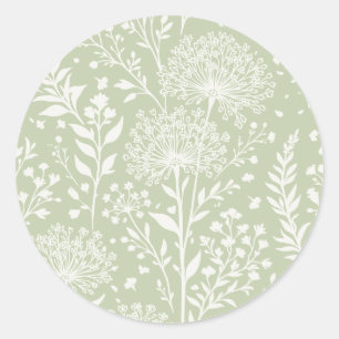 Sweet Dandelion Neutral - Soft Olive Classic Round Sticker