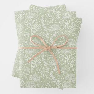 Sweet Dandelion Neutral - Soft Olive Wrapping Paper Sheet