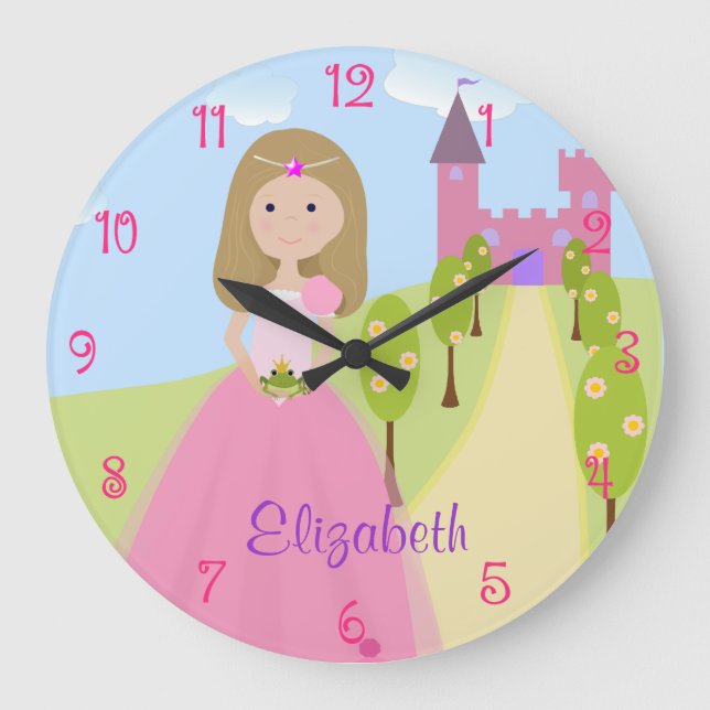 Sweet Dark Blonde Princess Personalized Large Clock (Front)
