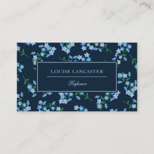 Sweet Dark Blue Forget-Me-Not Pattern Business Card