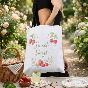 Sweet Days Watercolor Fruit Aesthetic Tote Bag