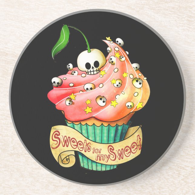Sweet & Deadly  Skull Cupcake Coaster (Front)