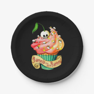 Sweet & Deadly Skull Cupcake Paper Plate