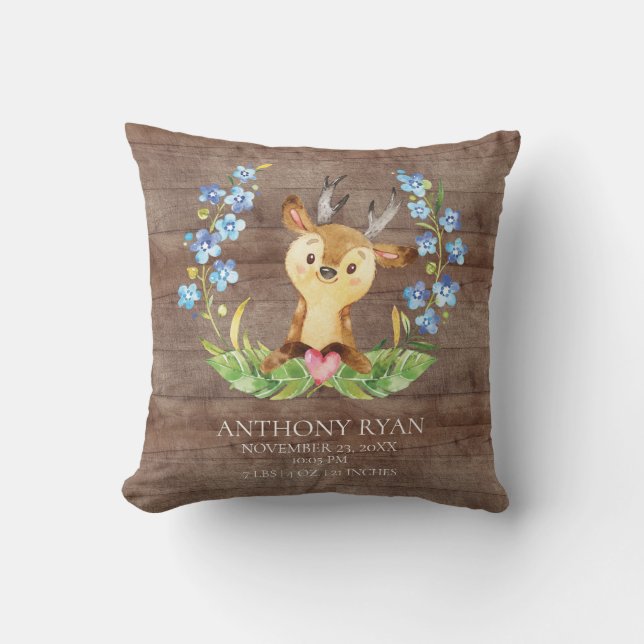 Sweet Deer Baby Coussin statistiques de naissance (Recto)
