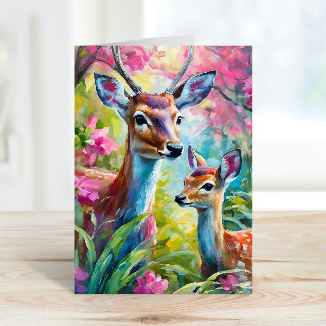 Sweet Deer Colourful Modern Abstract Art Card (Creator Uploaded)