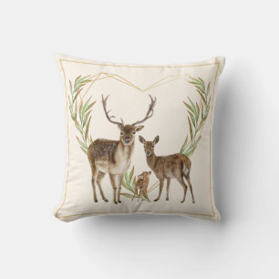 Sweet deer family Throw Pillow