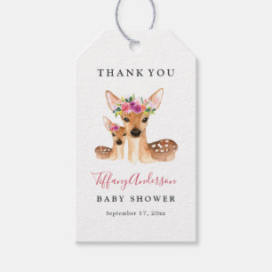 Sweet Deer Mom And Baby Floral Baby Shower Tags