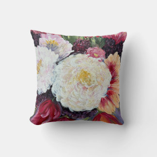 Sweet Delight flower painting Throw Pillow