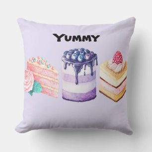 Sweet Deserts on Lavender Throw Pillow