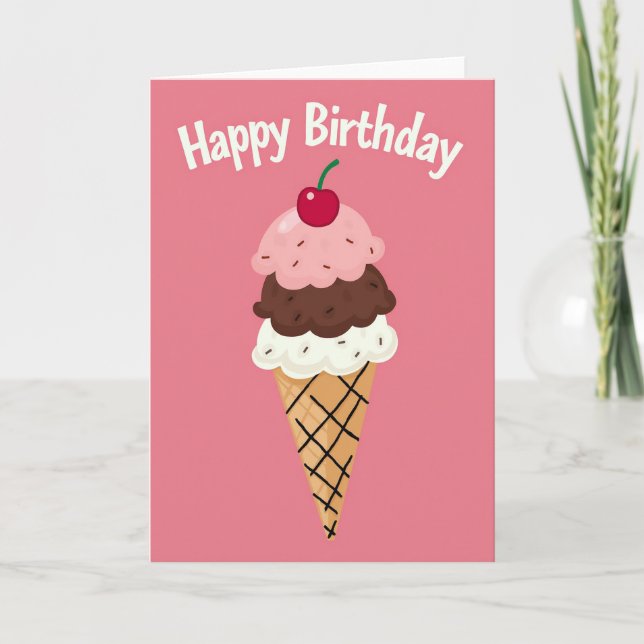 Sweet Dessert Cone Birthday Card (Front)