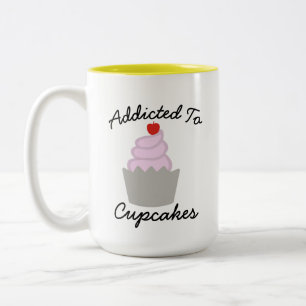 Sweet Dessert Cupcake Designs Graphic, Custom Text Two-Tone Coffee Mug