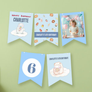 Sweet desserts dreams blue birthday photo bunting flags