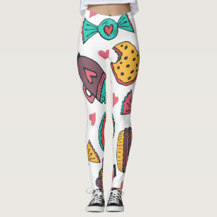 Sweet desserts, hand-drawn vintage illustration. leggings