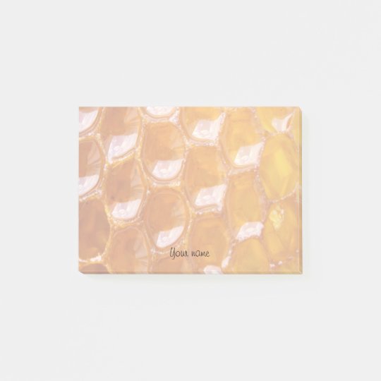 Sweet Detail of Golden Honeycomb With Your Name Post-it Notes