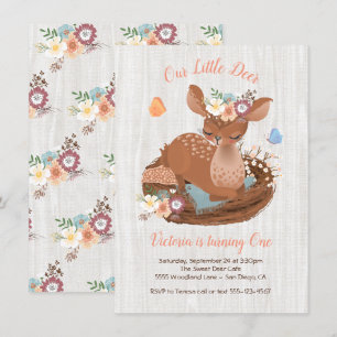 Sweet doe Deer Anniversaire Invitations