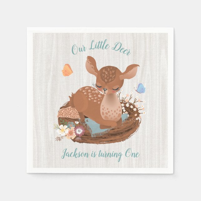 Sweet doe Deer Baby shower Napkins (Front)