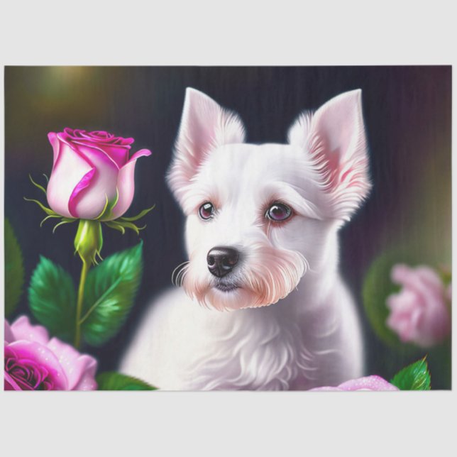 Sweet Dog And Rose Collection Tissue Paper (Front)