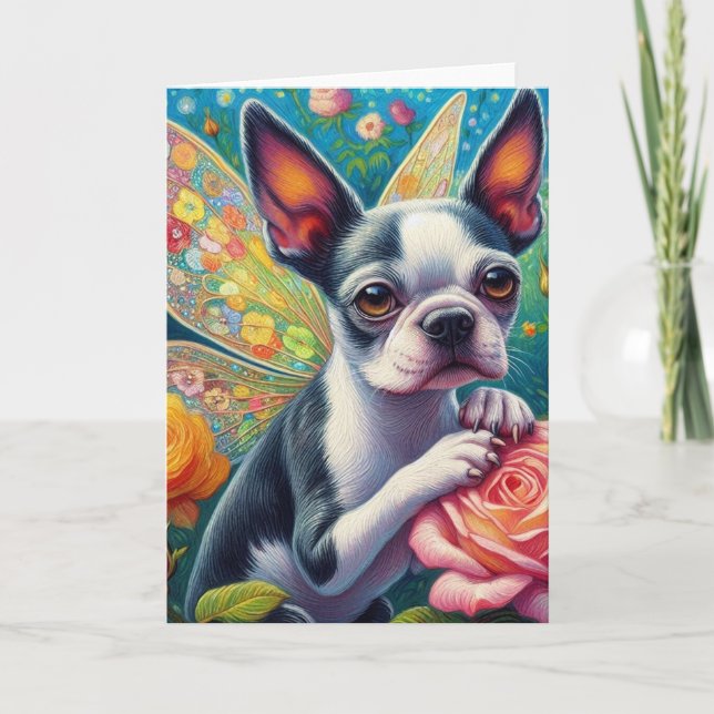 Sweet Dog Fairy Roses All Occasions Card (Front)