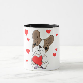 "Sweet Dog Holding Heart" Mug