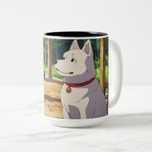 Sweet Dog in a Mug Illustration