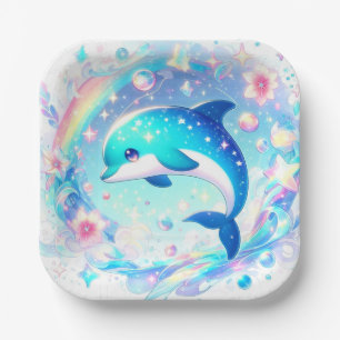 Sweet Dolphin Baby Shower Paper Plate