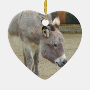 Sweet Donkey, Animal Grey, Horse Family Ceramic Ornament